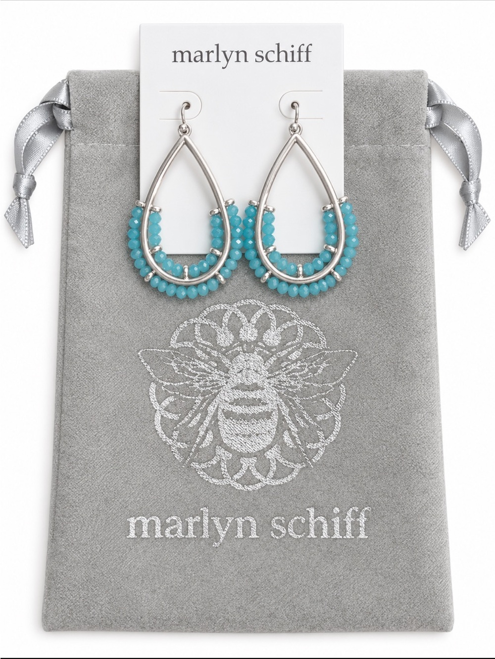 Marlyn Schiff New Turquoise Tone Stones Drop Earrings NEW